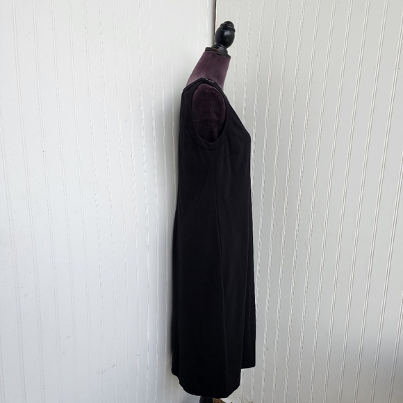 Talbots Black Gem Neck Sleeveless Shift Midi Sleveless Stretch Dress Sz 10 - Picture 5 of 16